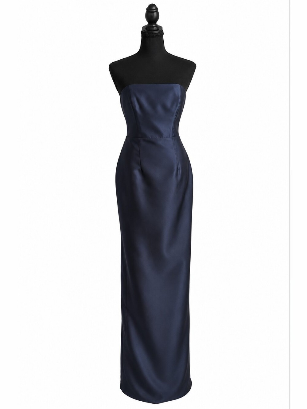 Nwt Alfred Sung D876 Midnight Navy Satin Gown Watteau Train Size 6